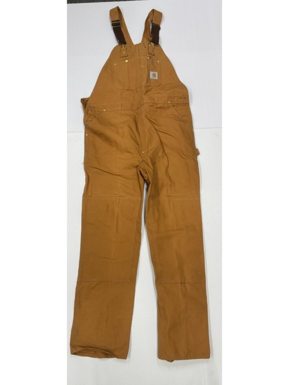 Carhartt Double Knee Bib Overalls Men's 42x34 Brown Duck Canvas R01 BRN NWOT